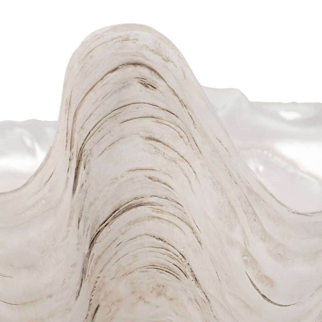 Decorative Bowl - Ivory Resin Coastal Pearlized Shell, 9 in.