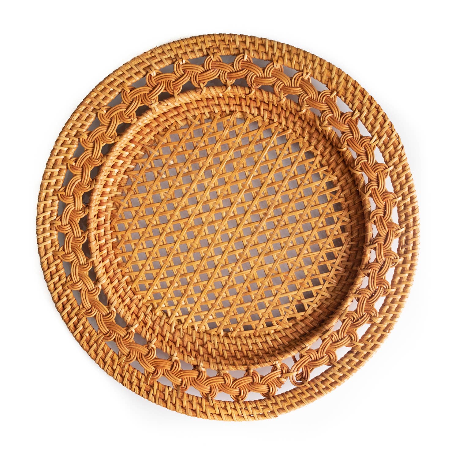 Rattan Charger Plate (Webbing Gendis Honey) Wicker Placemat