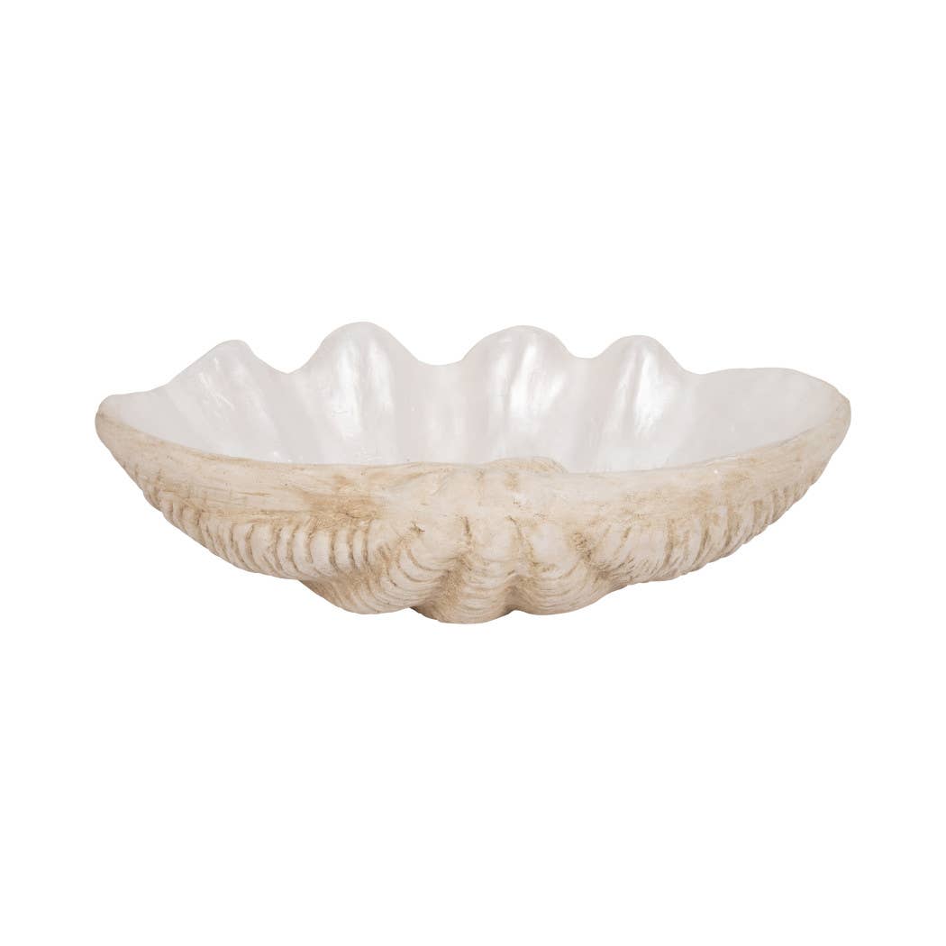 Decorative Bowl - Ivory Resin Coastal Wavy Rim, 16 in.