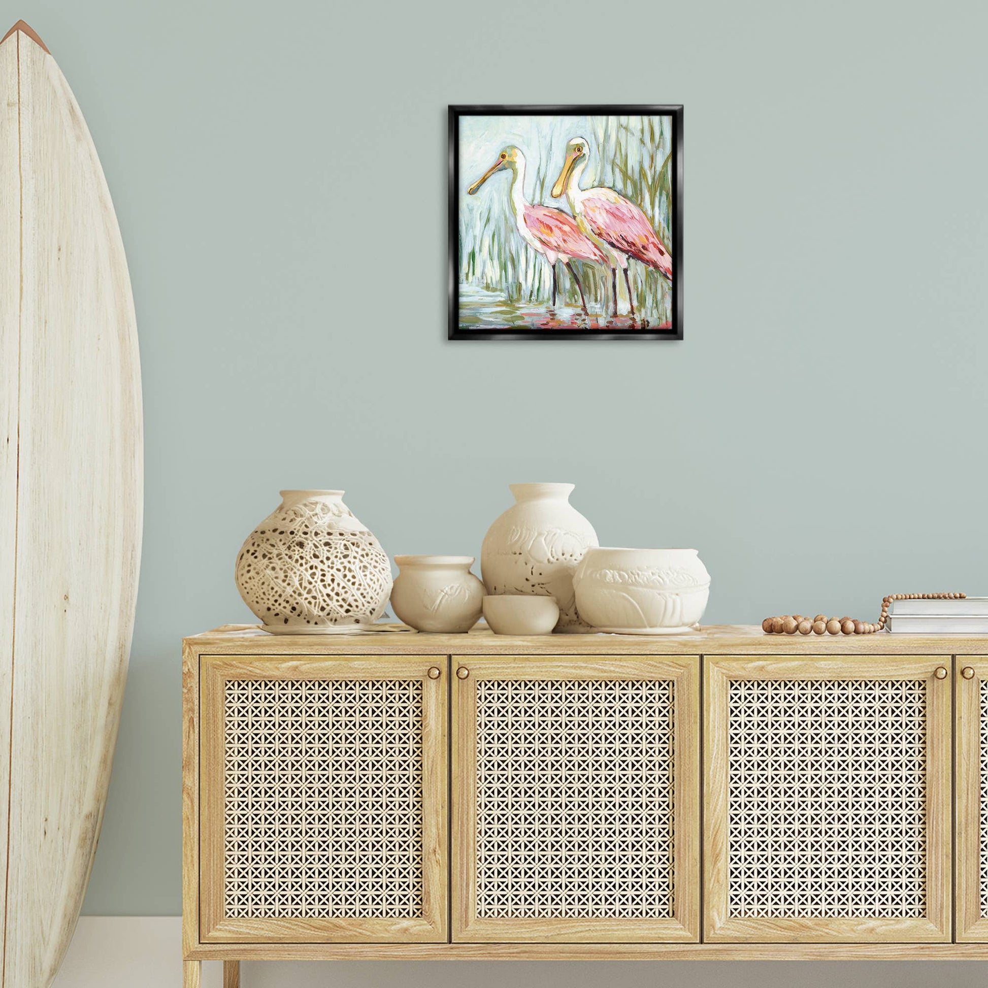Spoonbill Birds Pair Floating Frame