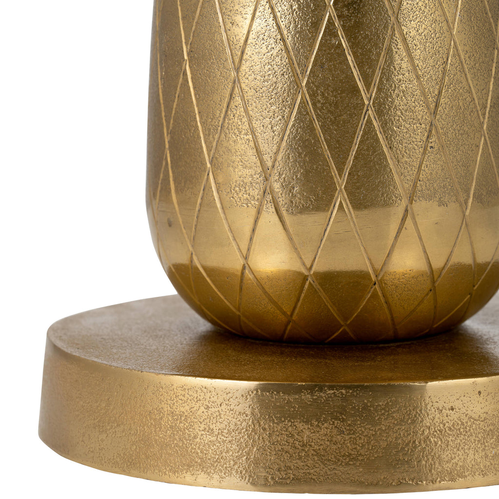 Gold 15x24 in. Metal Round Top Pineapple Side Table