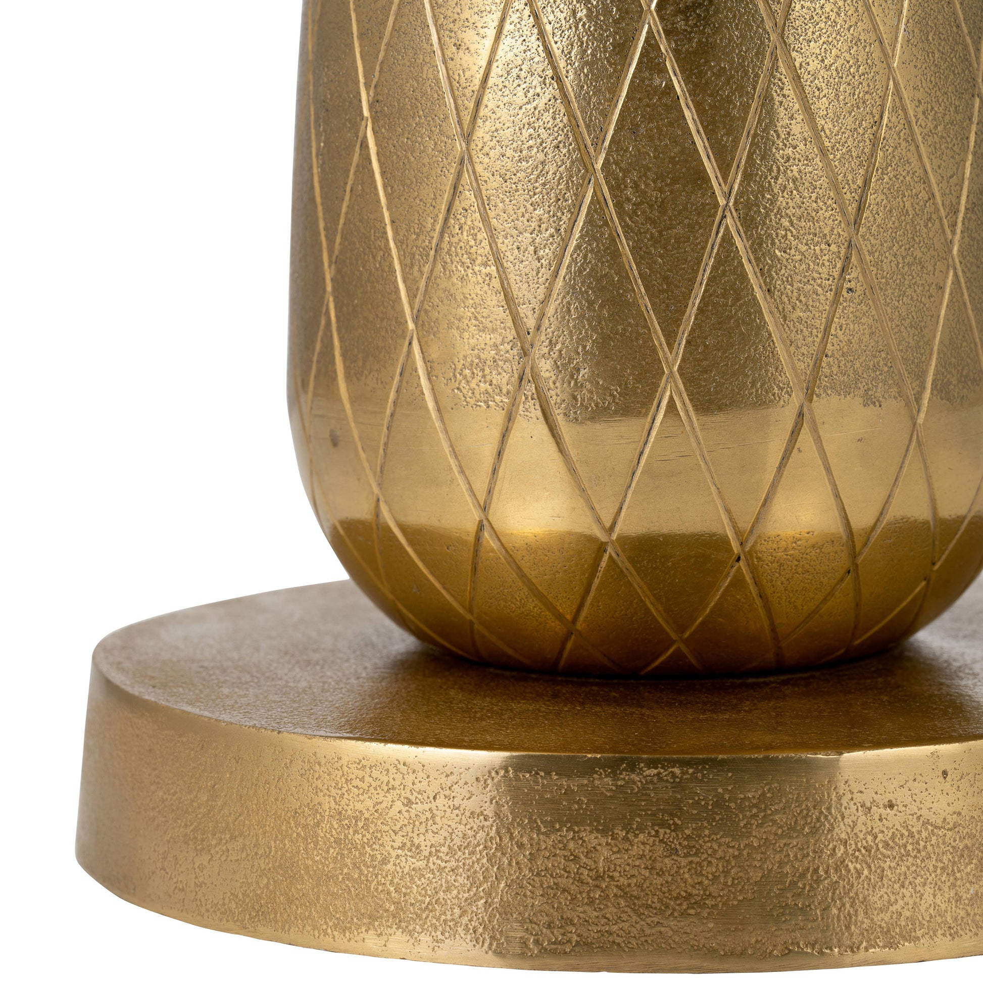Gold 15x24 in. Metal Round Top Pineapple Side Table
