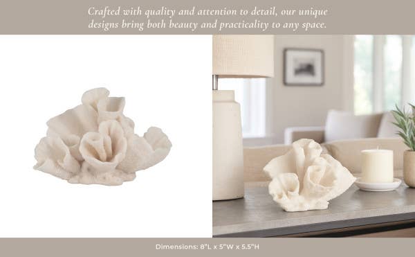 Decorative Figurine - Ivory Resin Coastal Coral, 8 in.