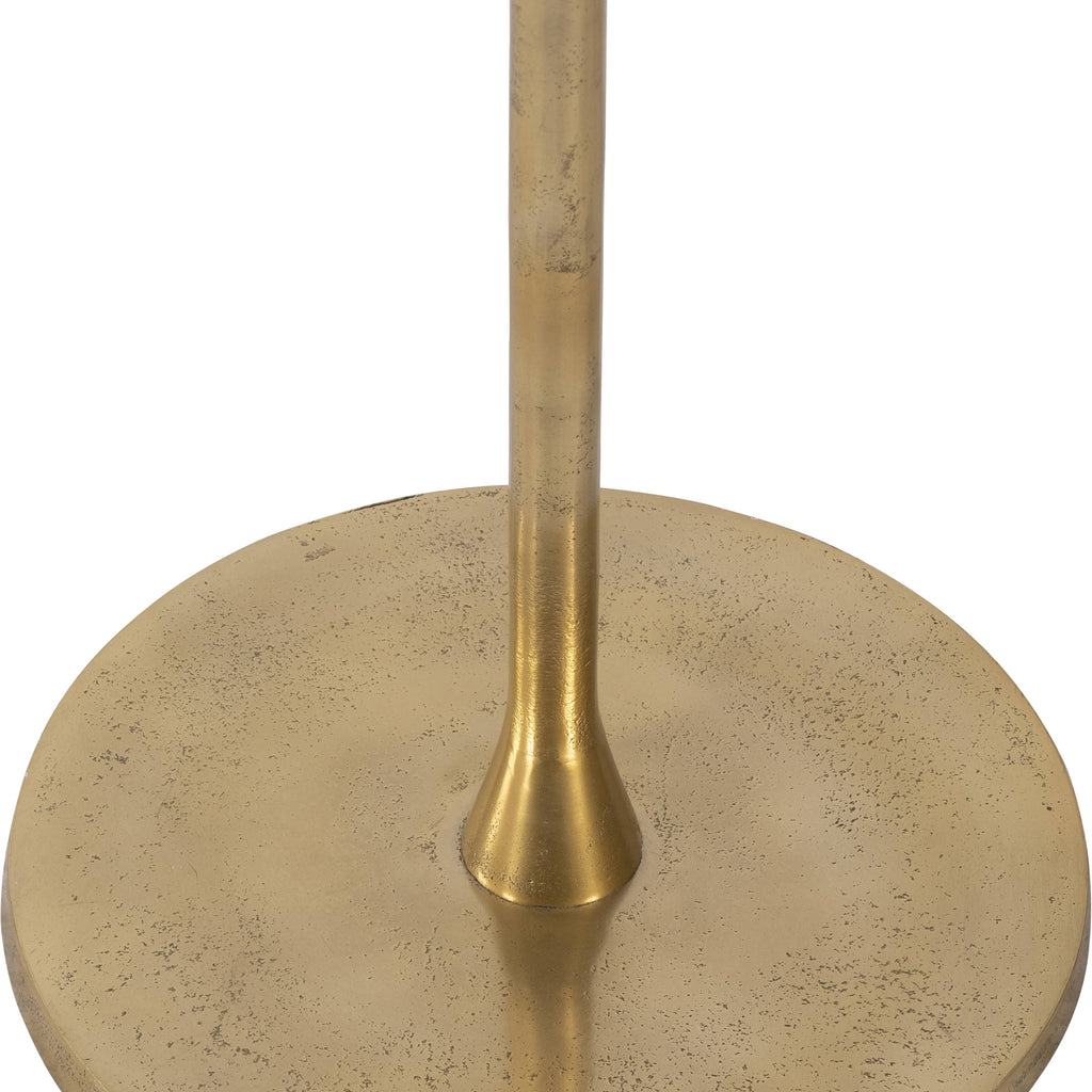 End Table - Gold/White Marble Top Metal Round Base, 24 in.