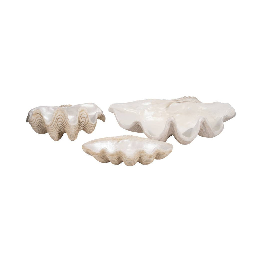 Decorative Bowl - Ivory Resin Coastal Wavy Rim, 16 in.