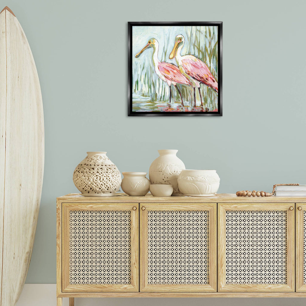 Spoonbill Birds Pair Floating Frame