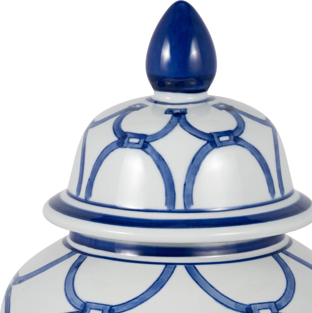 Ceramic Classic Links Decorative Temple Jar - Blue, 18 in.