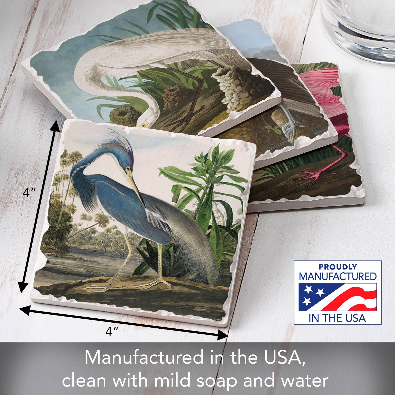 Fine Art "John James Audubon" 4pk Asst. Stone Coasters