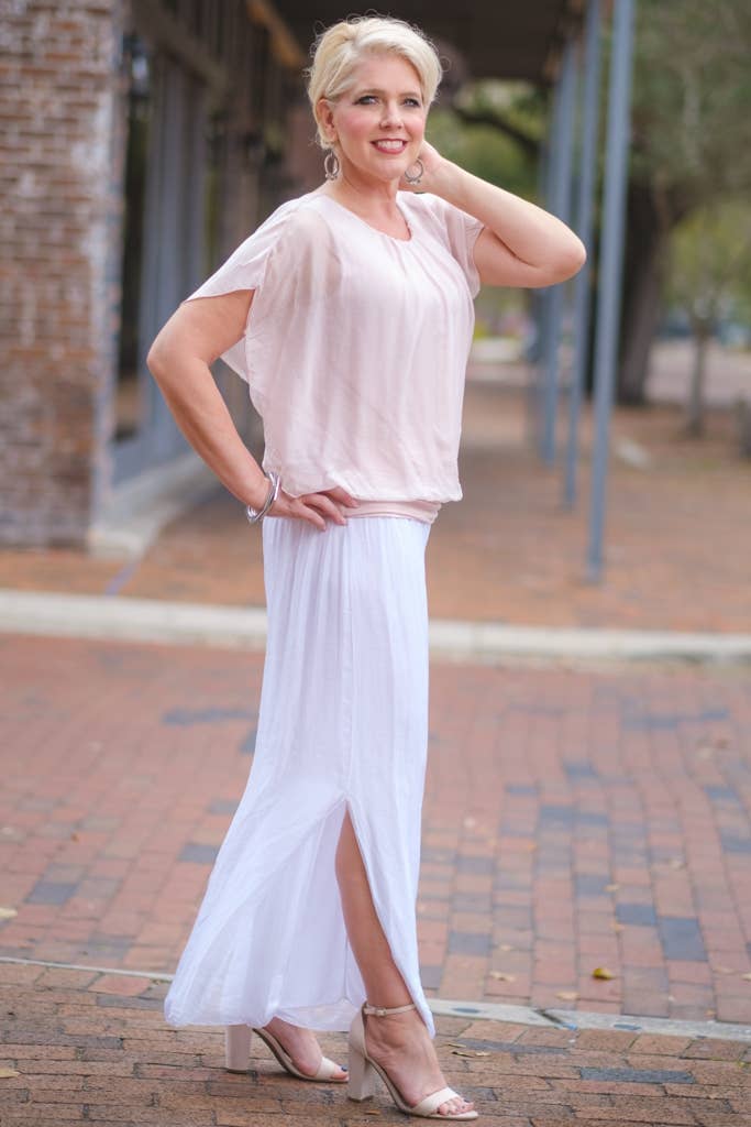 Aurora Flutter Fly Sleeve Silk Top w/ Band Bottom (BSS202)