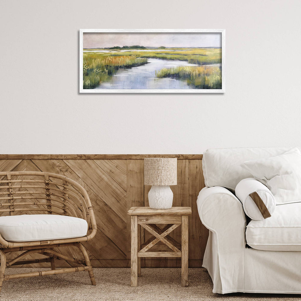 Grassy Rural Marshlands - Framed Wall Art