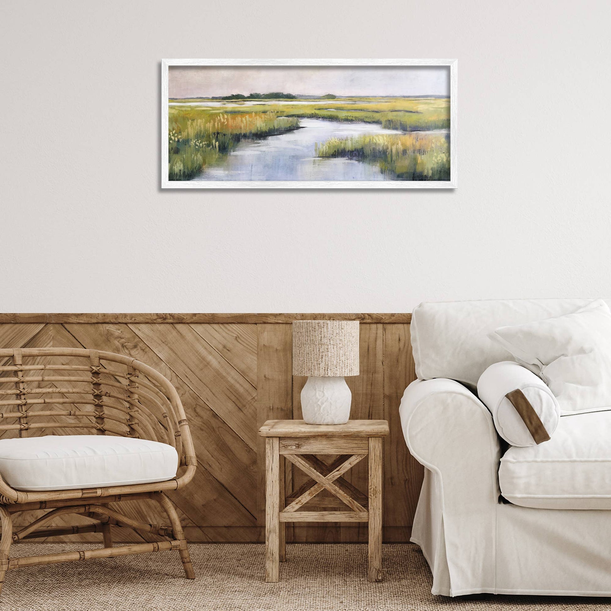 Grassy Rural Marshlands - Framed Wall Art