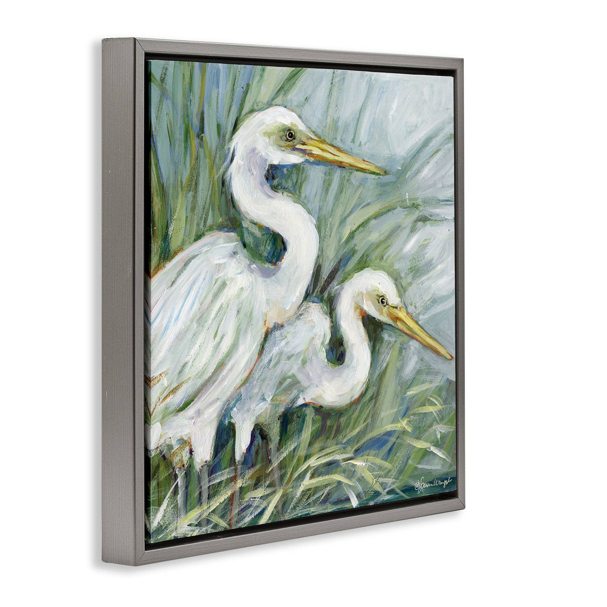 White Herons Habitat - Framed Wall Art