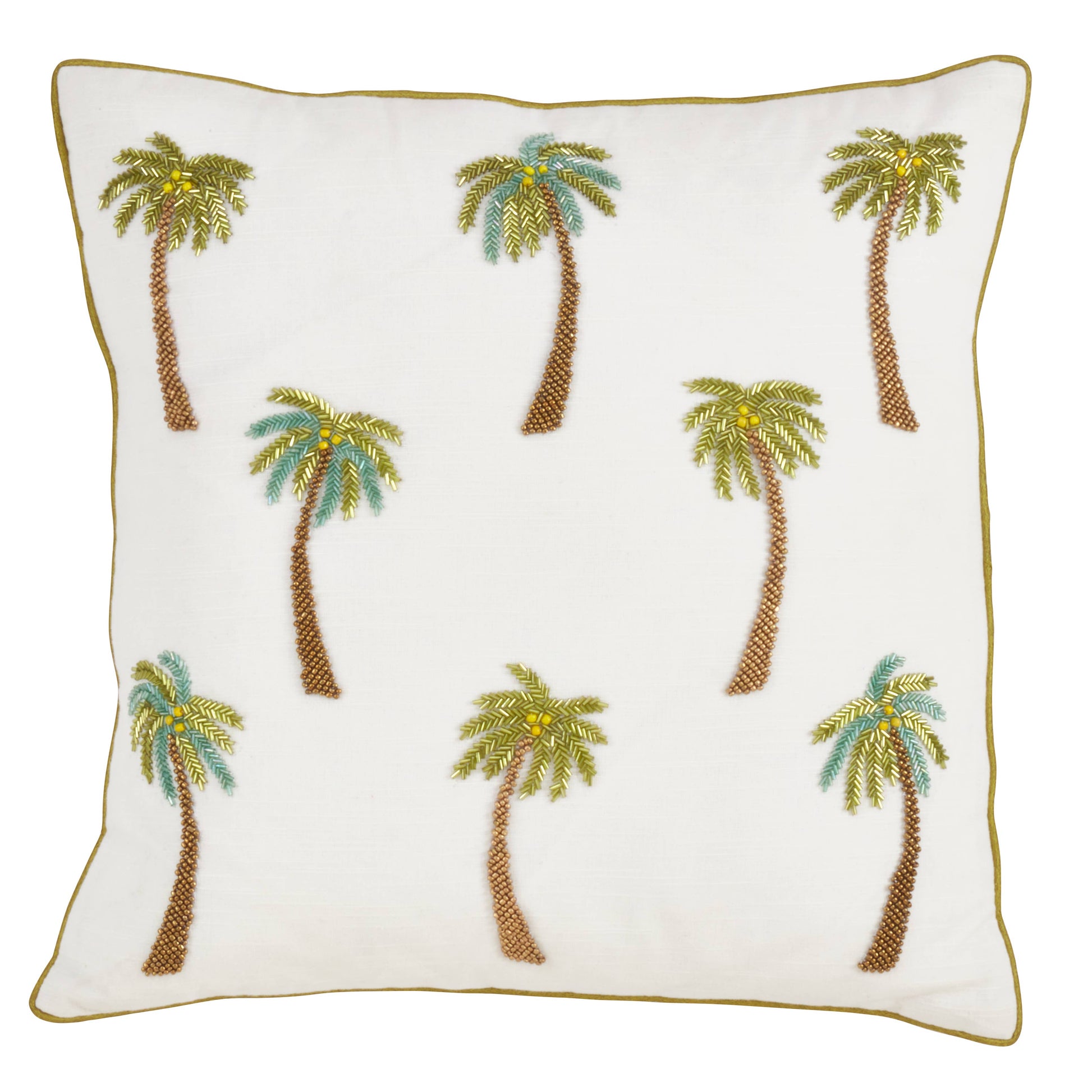 Beaded Palm Tree Pillow - Poly Filled