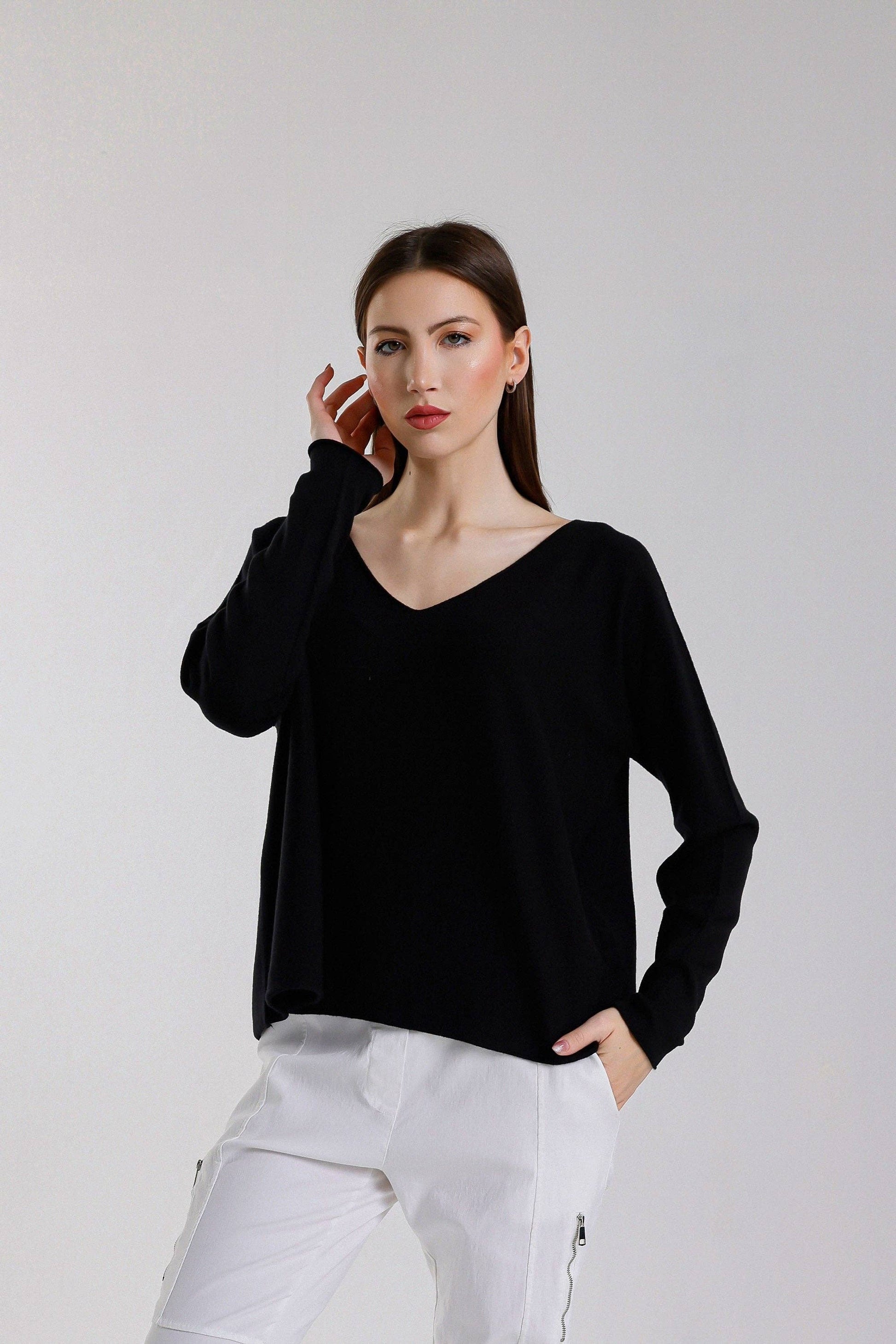 Tricia Seriously Soft V-Neck Sweater (BLS420)