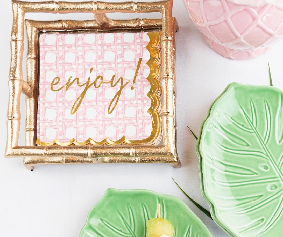 Gold Bamboo Cocktail Napkin Holder