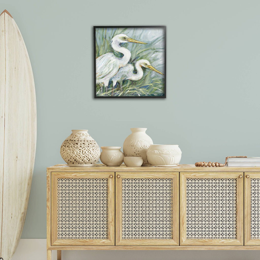 White Herons Habitat - Framed Wall Art