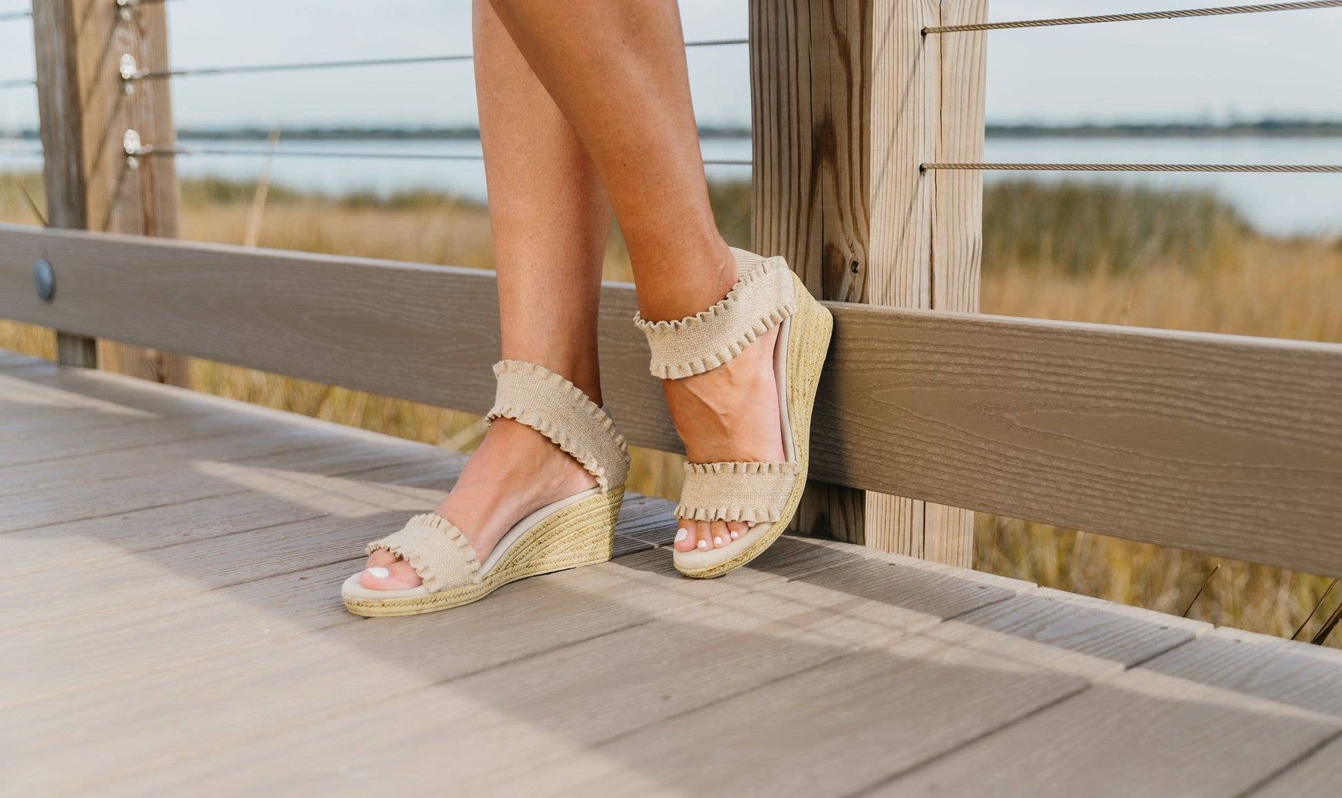 Spring26 Mana - Ruffle Wrap Tall Espadrille Wedge