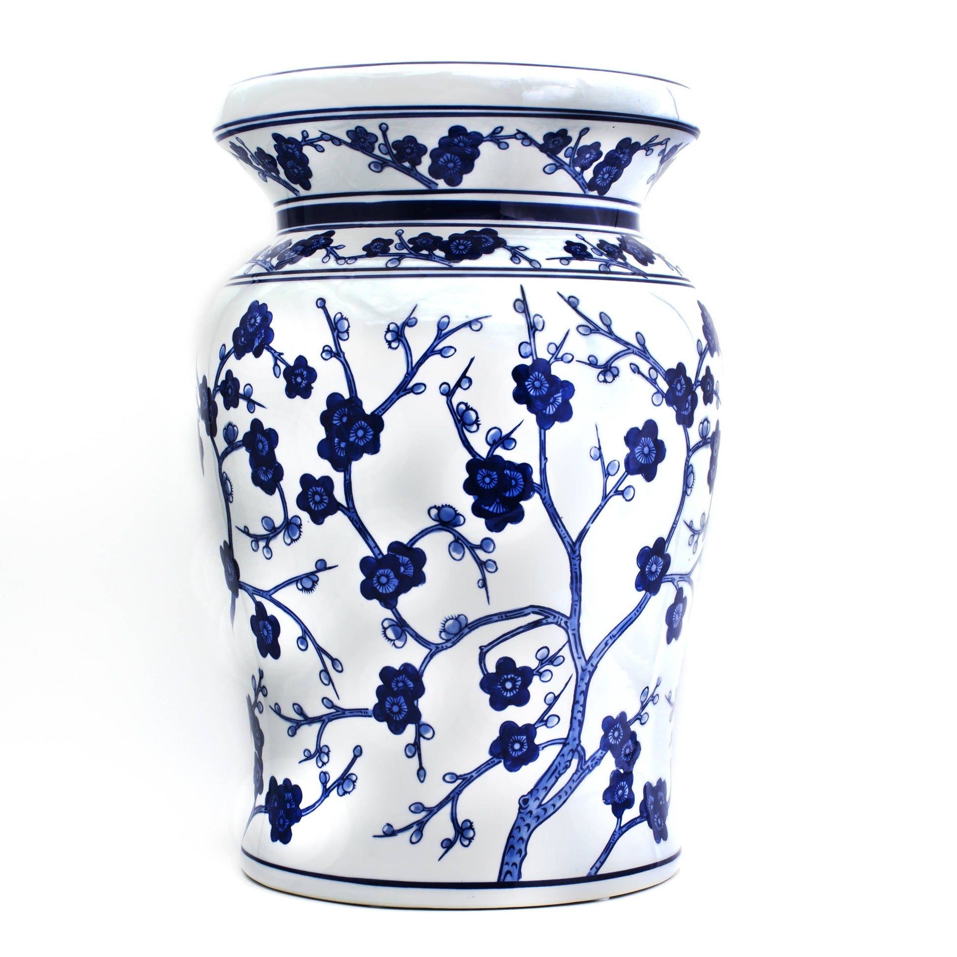 Blue Garden Blue and White 18'' Cherry Blossom Podium Stool