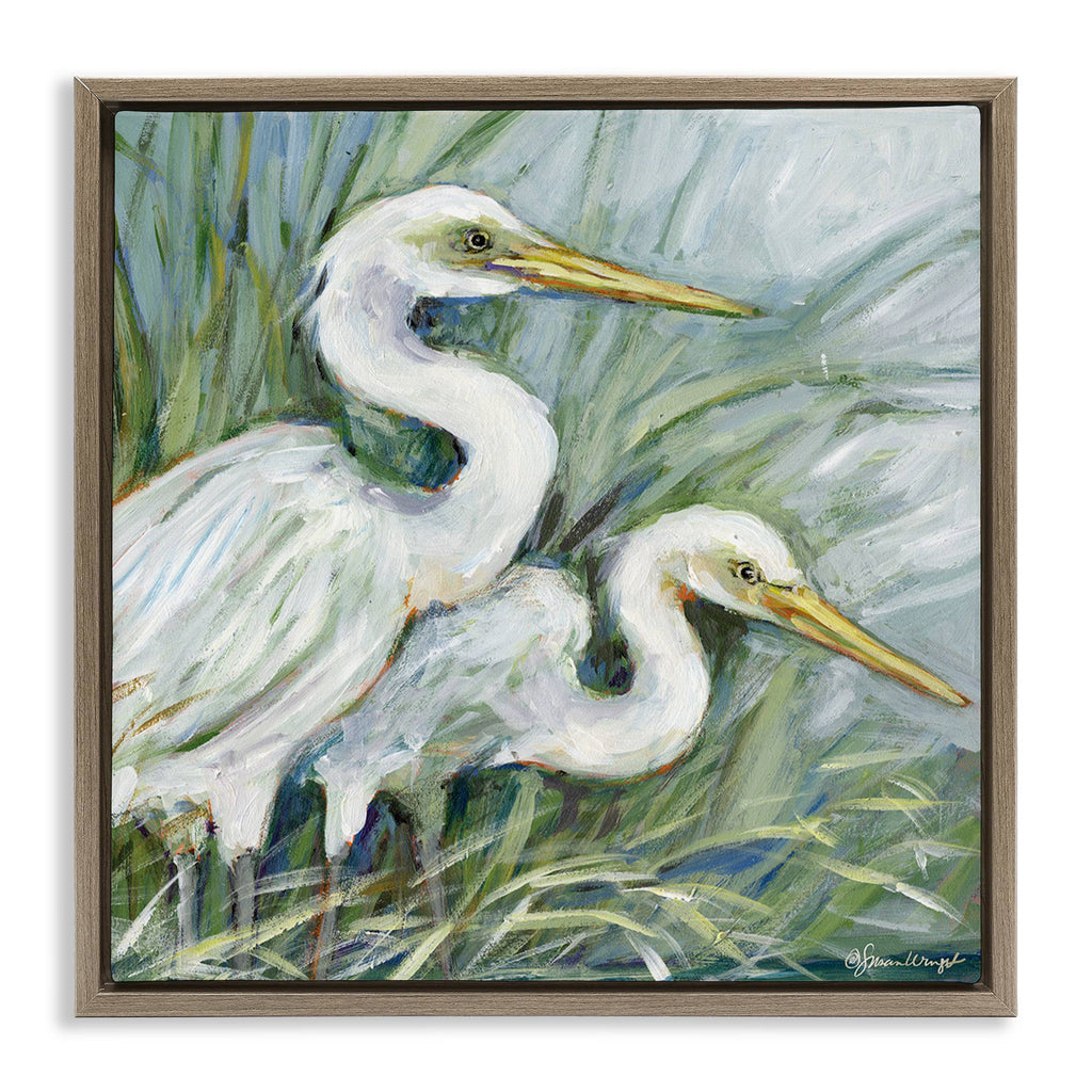 White Herons Habitat - Framed Wall Art