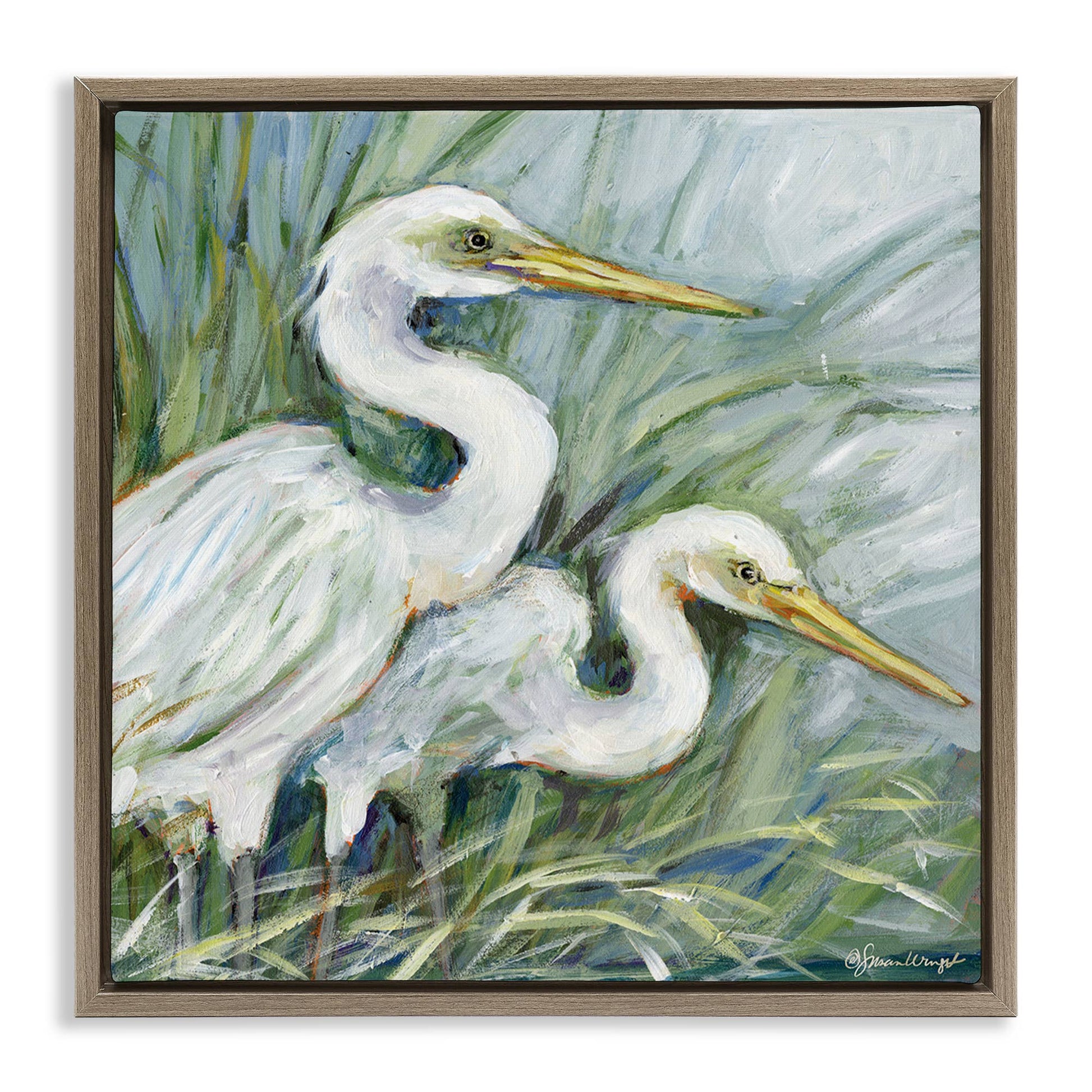White Herons Habitat - Framed Wall Art