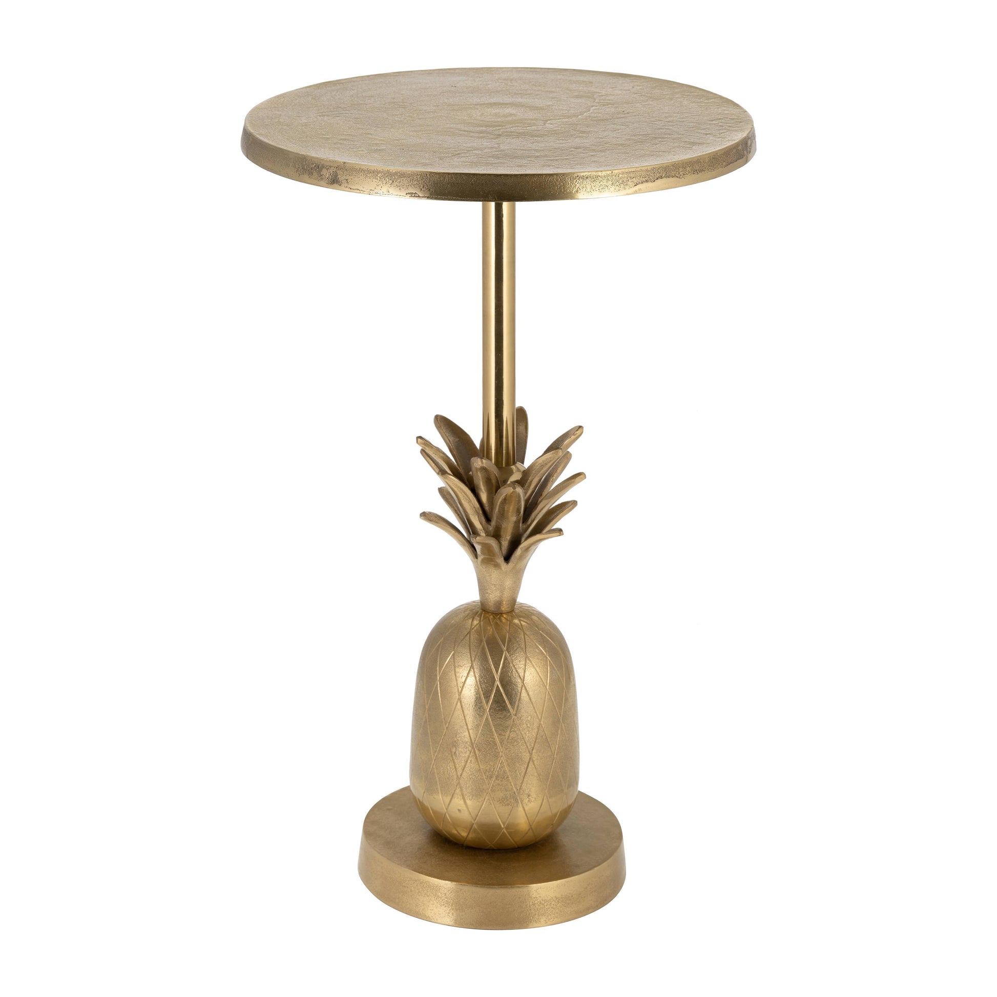 Gold 15x24 in. Metal Round Top Pineapple Side Table
