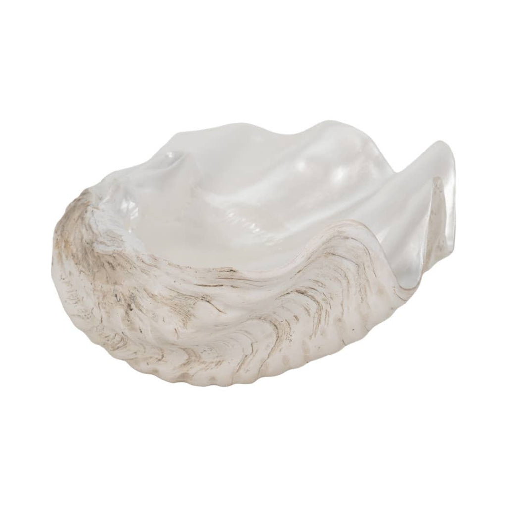 Decorative Bowl - Ivory Resin Coastal Pearlized Shell, 9 in.