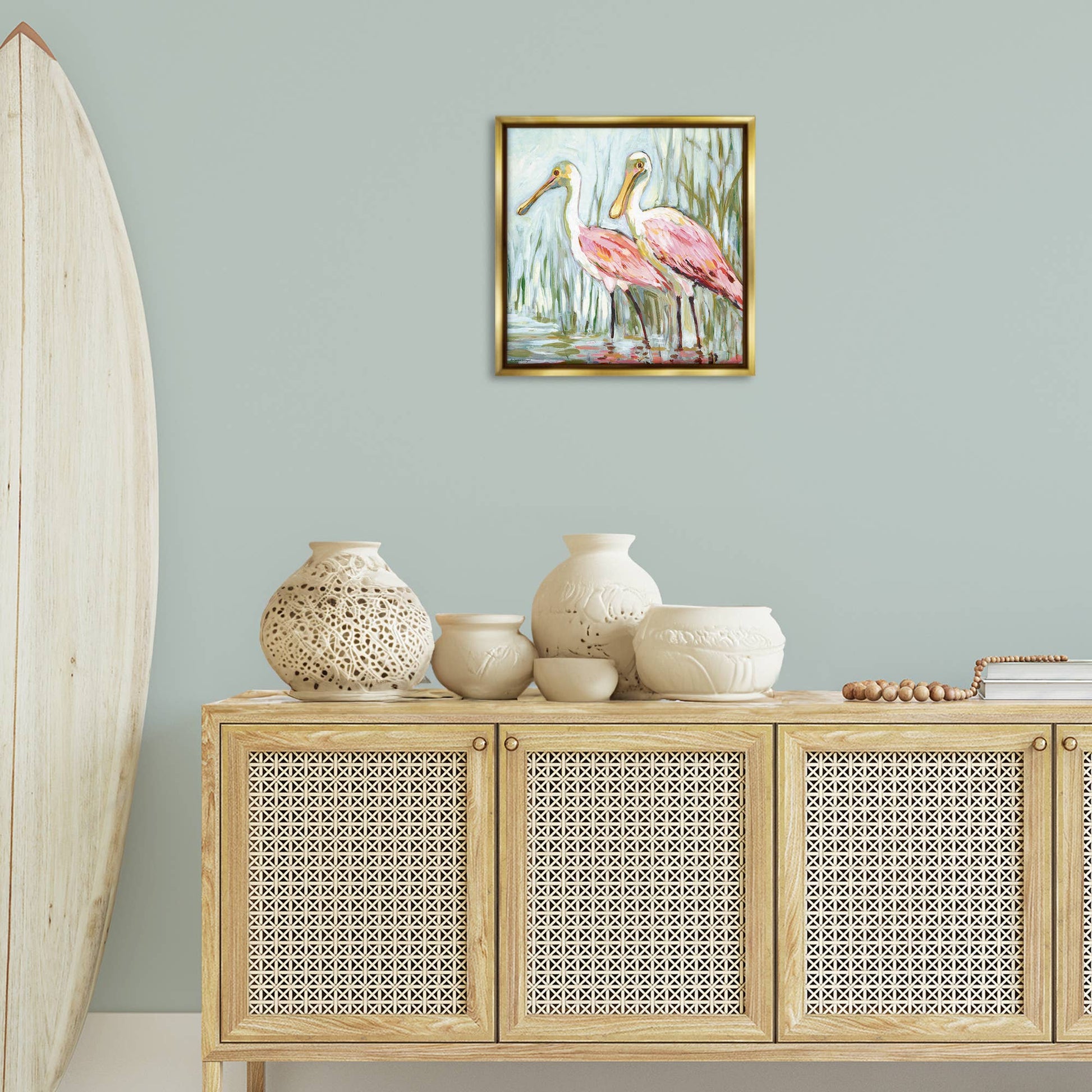 Spoonbill Birds Pair Floating Frame