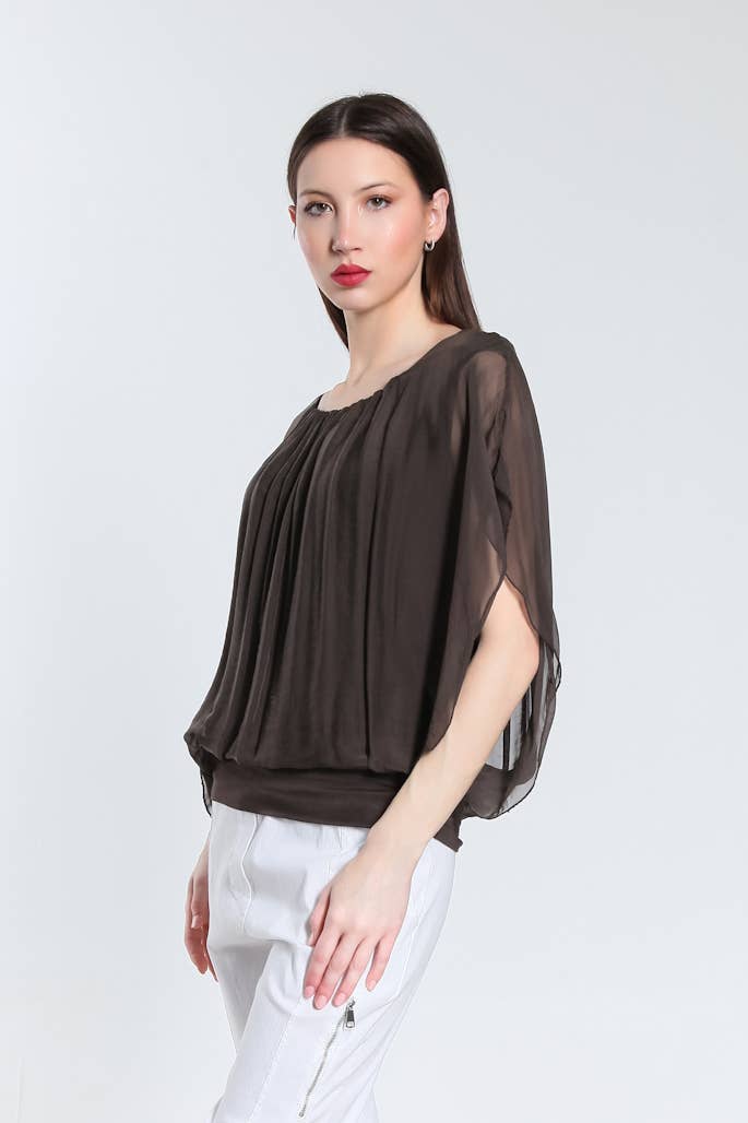 Aurora Flutter Fly Sleeve Silk Top w/ Band Bottom (BSS202)