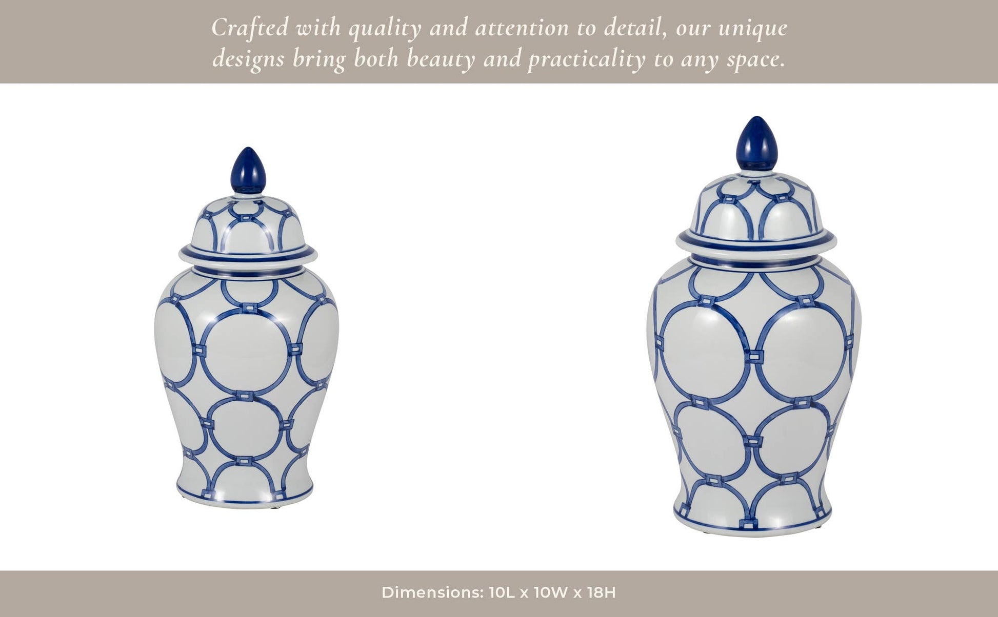 Ceramic Classic Links Decorative Temple Jar - Blue, 18 in.