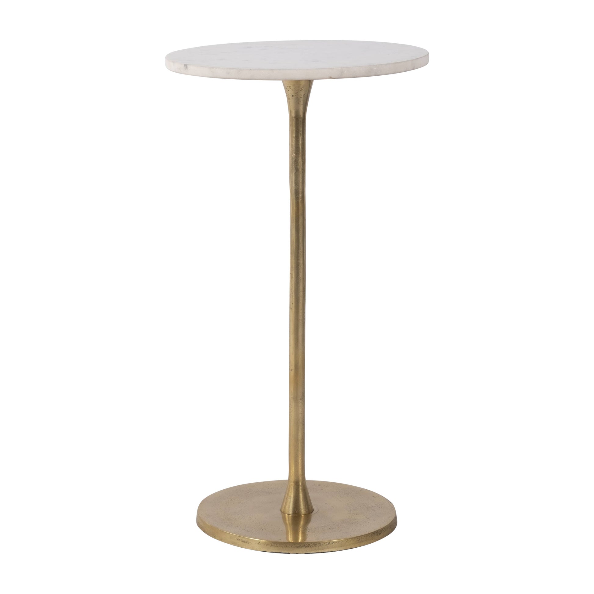 End Table - Gold/White Marble Top Metal Round Base, 24 in.