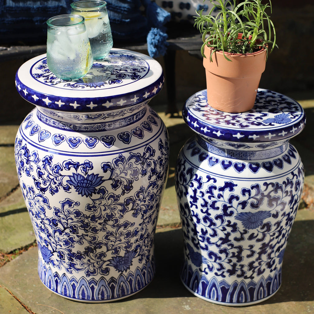 Blue Garden Lotus Podium Stools