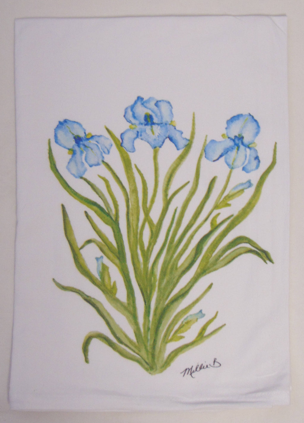 Limited Edition Blue Iris White Flour Sack Towel