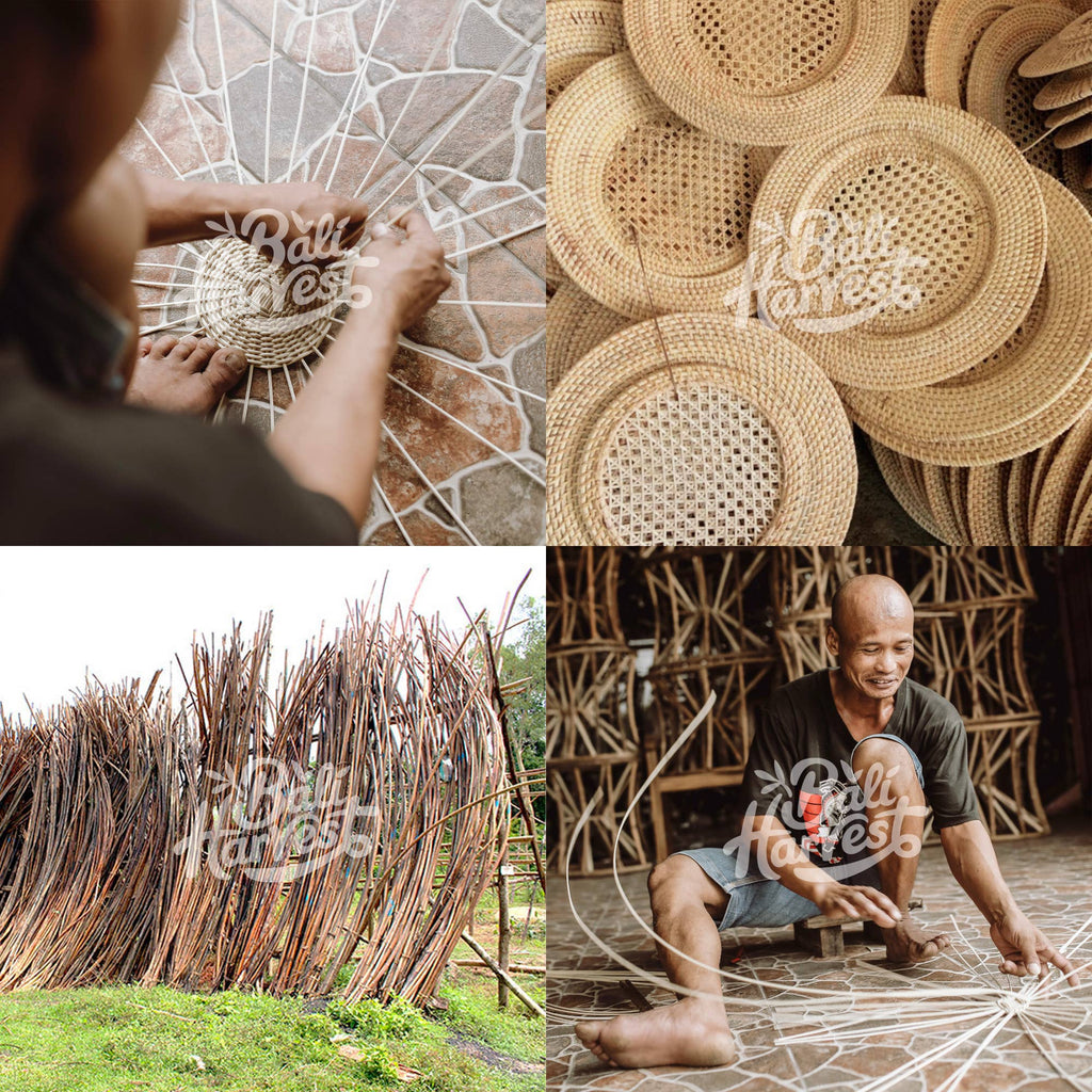 Scallop Rattan Charger Plate (Natural) Wicker Straw Placemat