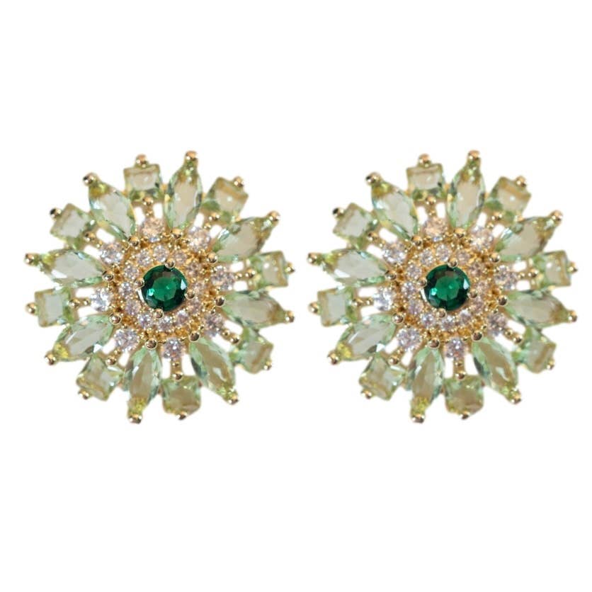 Dahlia Bloom Crystal Statement Studs