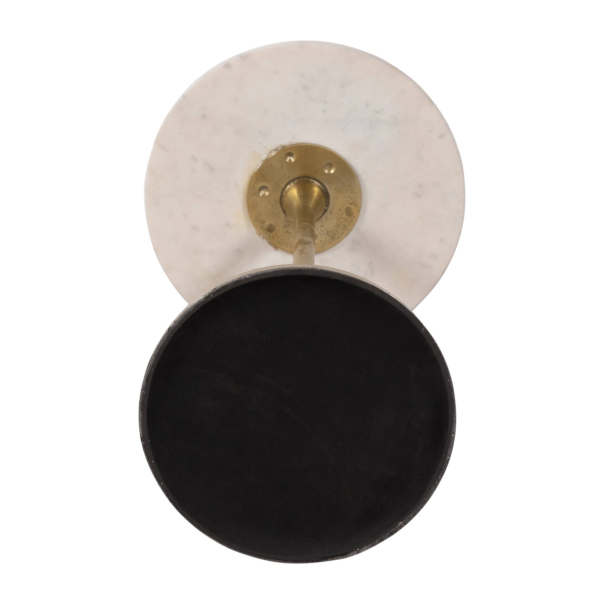 End Table - Gold/White Marble Top Metal Round Base, 24 in.