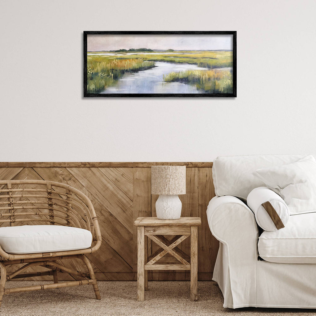 Grassy Rural Marshlands - Framed Wall Art