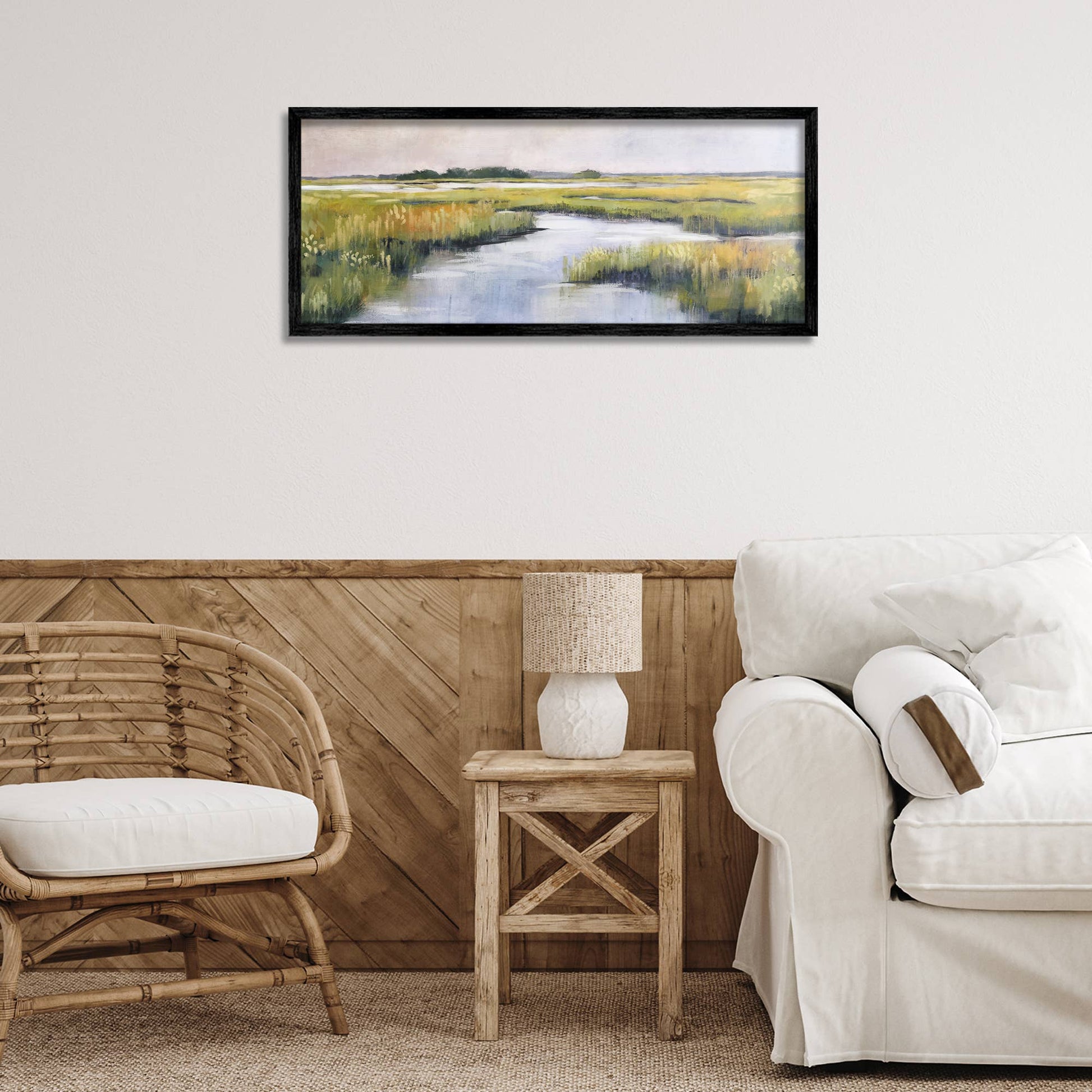 Grassy Rural Marshlands - Framed Wall Art