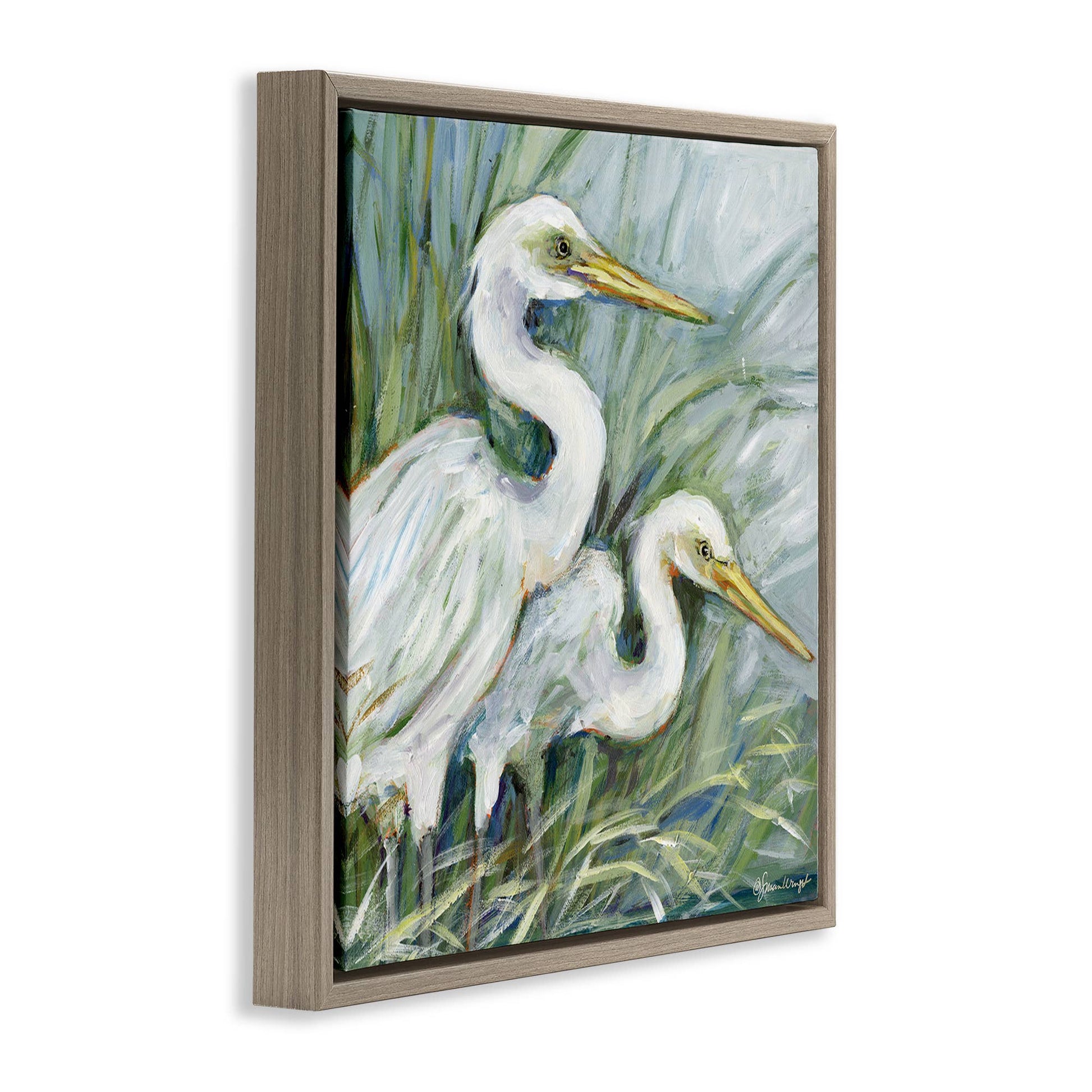 White Herons Habitat - Framed Wall Art