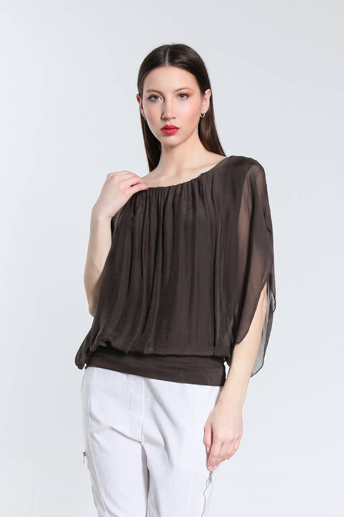 Aurora Flutter Fly Sleeve Silk Top w/ Band Bottom (BSS202)
