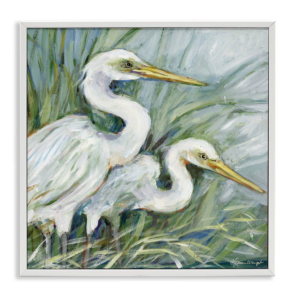White Herons Habitat - Framed Wall Art
