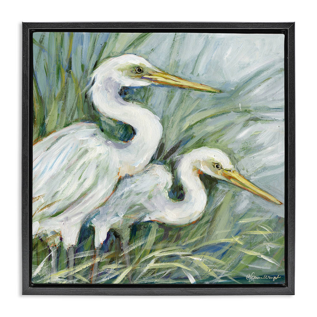 White Herons Habitat - Framed Wall Art