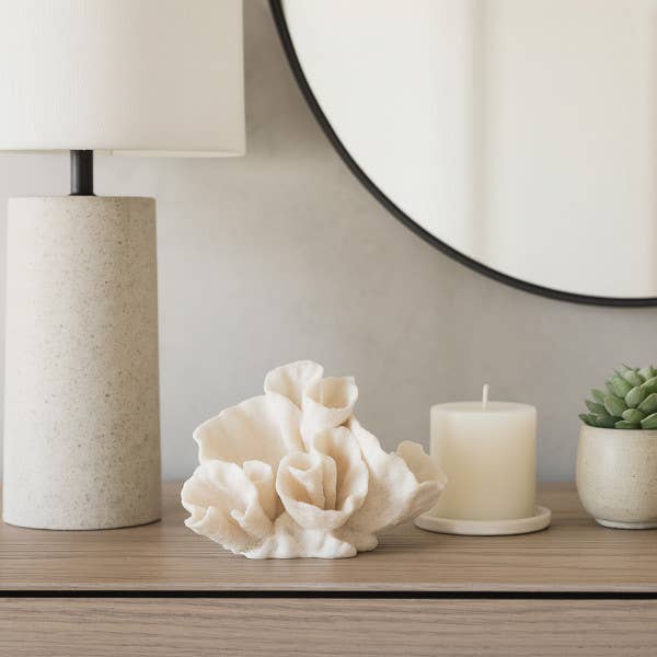 Decorative Figurine - Ivory Resin Coastal Coral, 8 in.