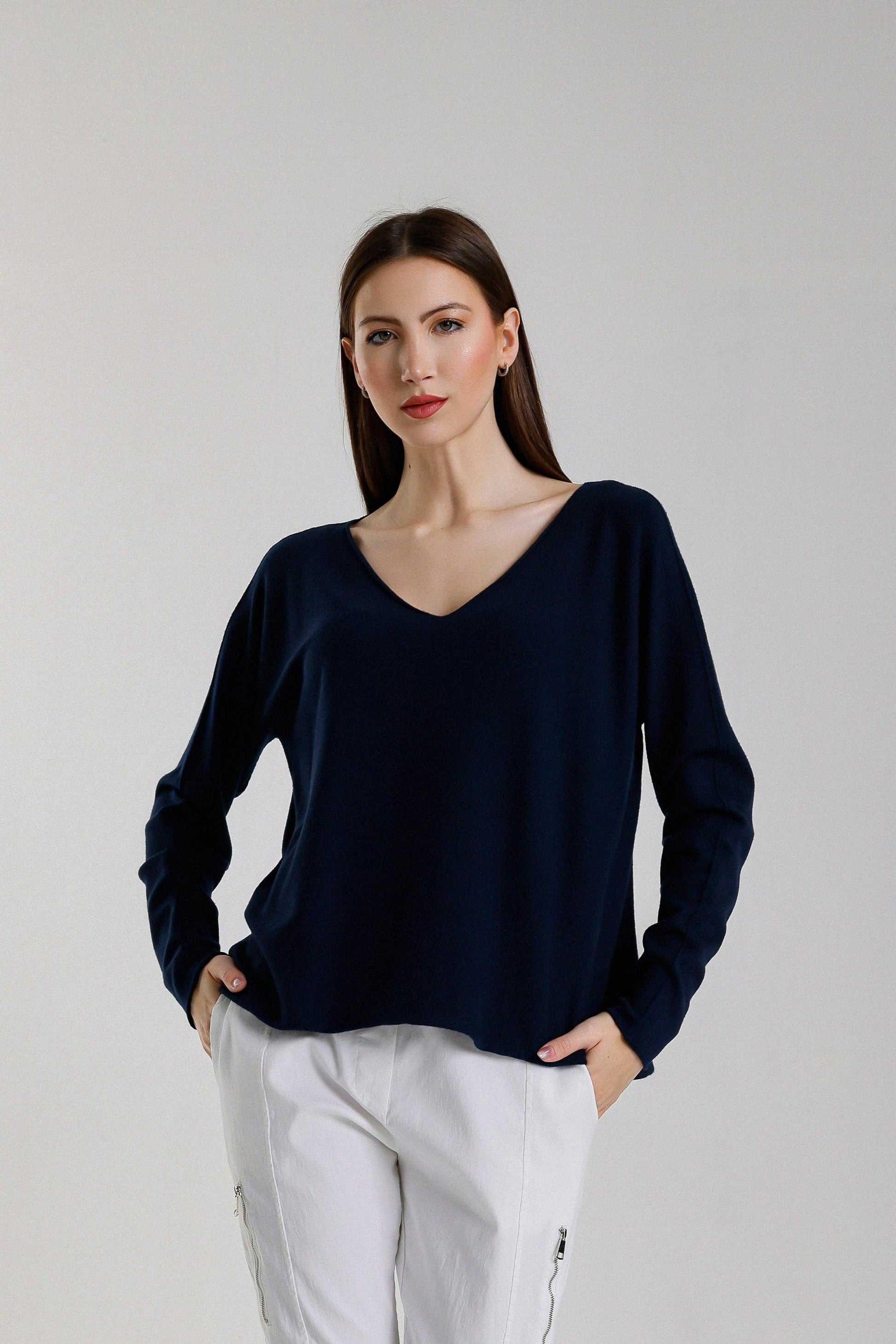 Tricia Seriously Soft V-Neck Sweater (BLS420)