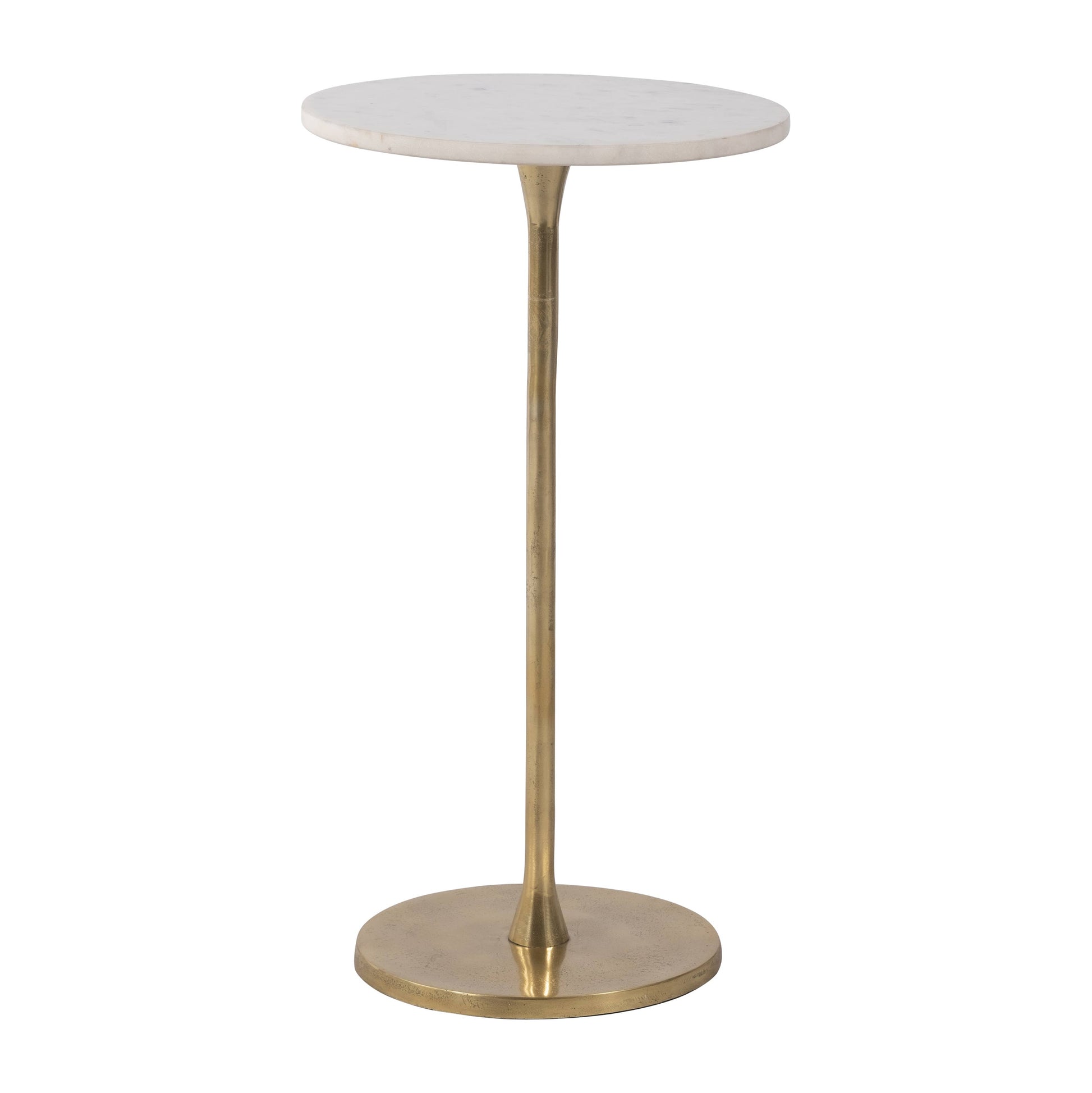 End Table - Gold/White Marble Top Metal Round Base, 24 in.