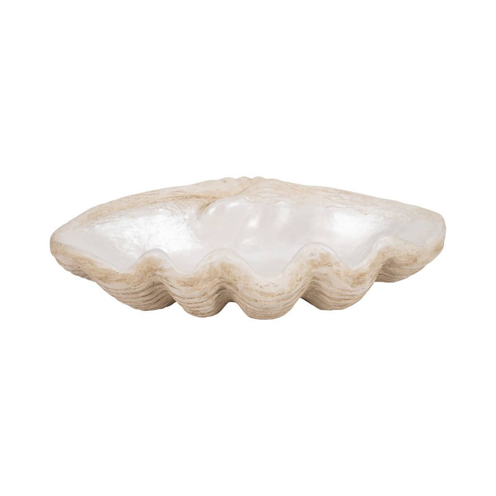 Decorative Bowl - Ivory Resin Coastal Wavy Rim, 16 in.