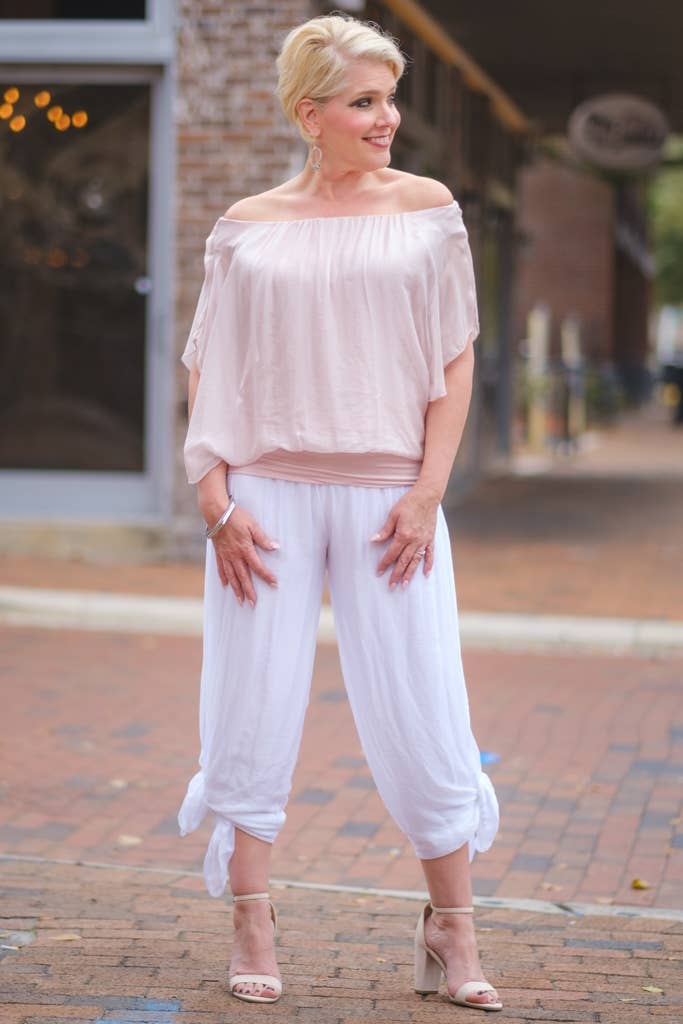 Aurora Flutter Fly Sleeve Silk Top w/ Band Bottom (BSS202)