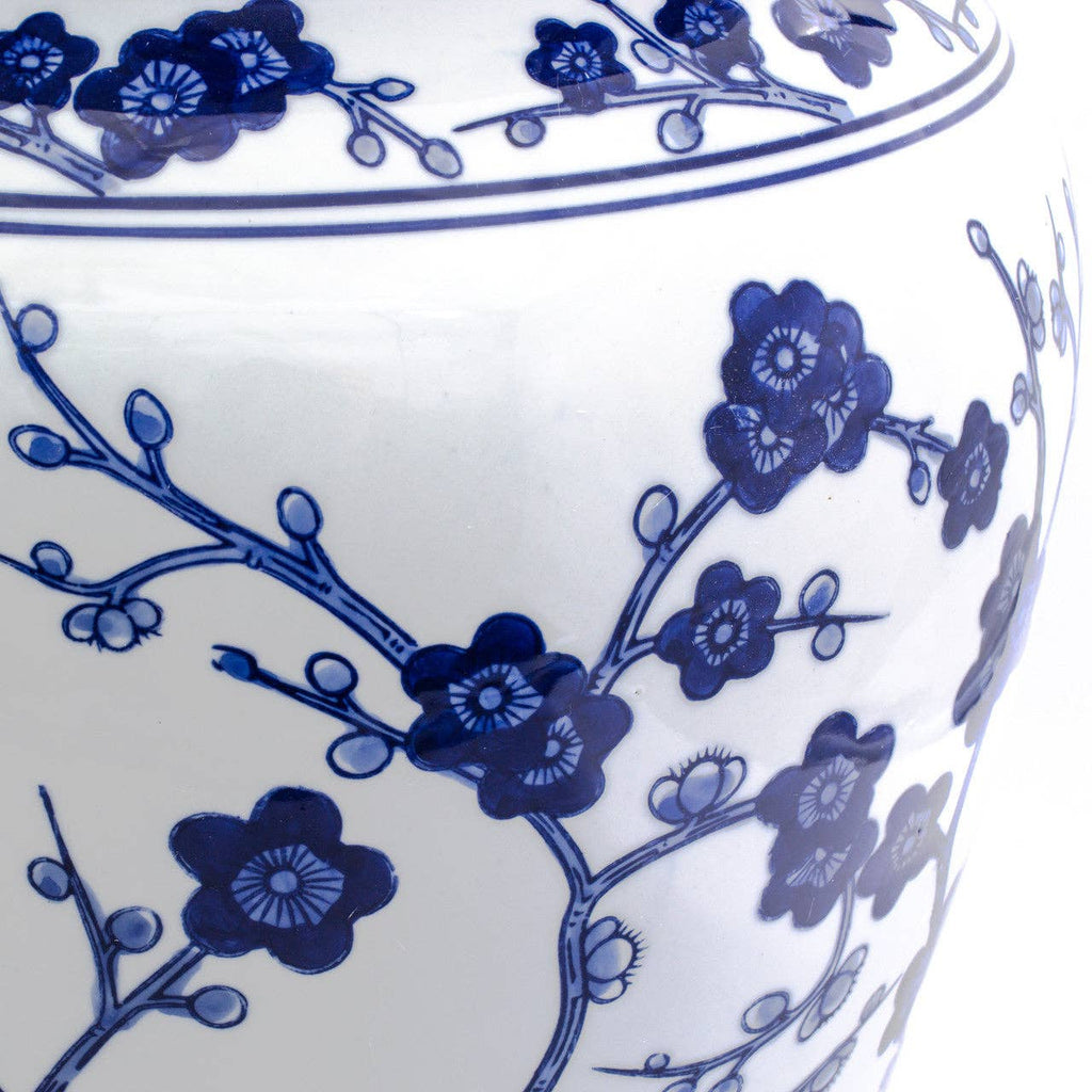 Blue Garden Blue and White 18'' Cherry Blossom Podium Stool