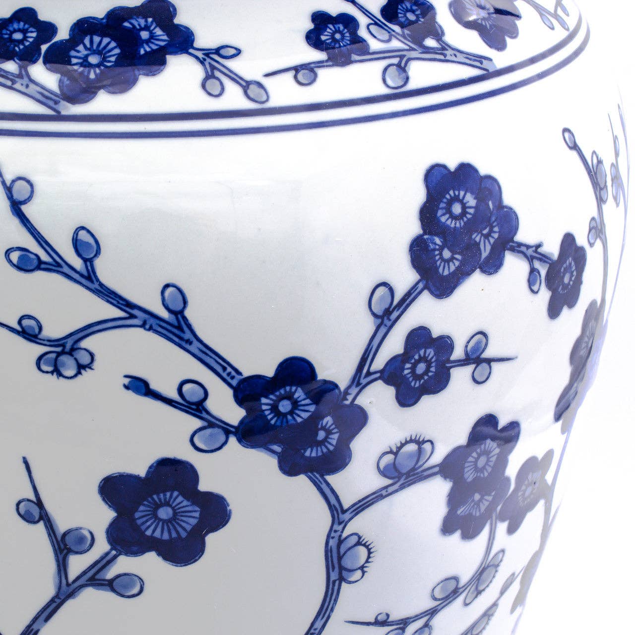 Blue Garden Blue and White 18'' Cherry Blossom Podium Stool