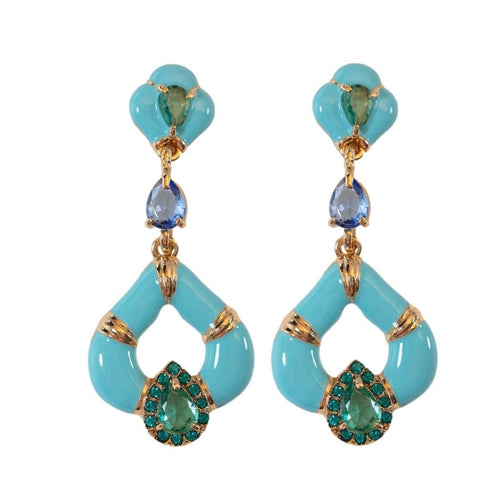 Aegean Dream Crystal Turquoise Teardrop Statement Earrings