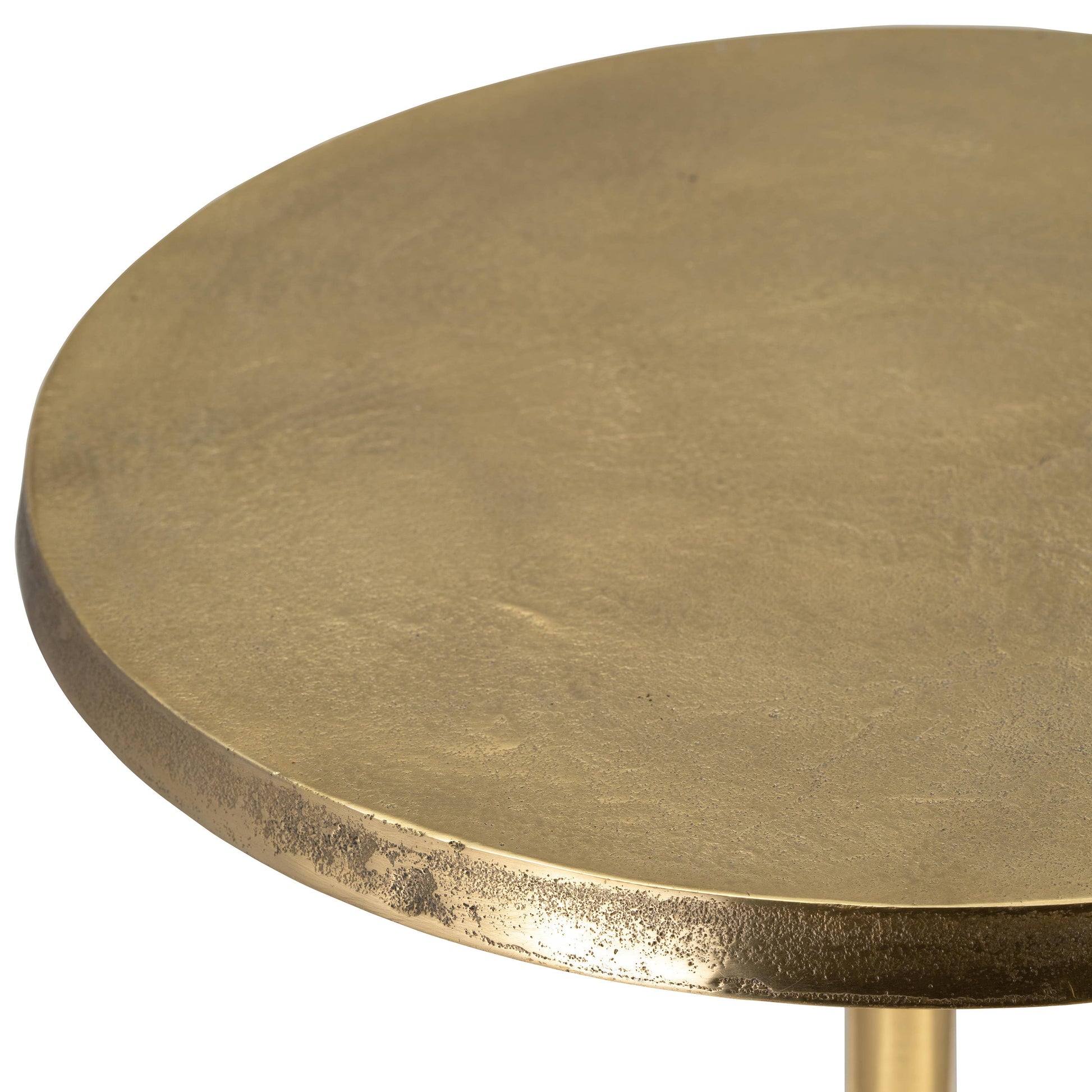 Gold 15x24 in. Metal Round Top Pineapple Side Table